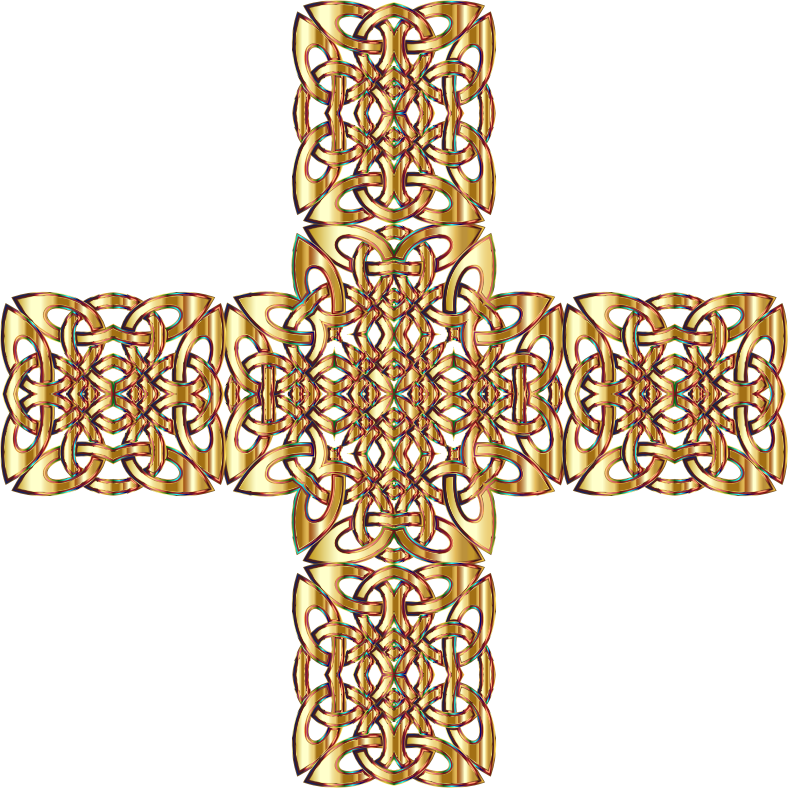 Golden Celtic Cross Design PNG