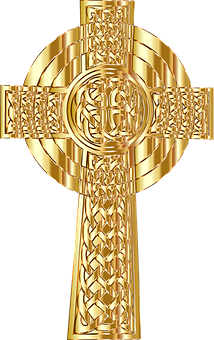 Golden Celtic Cross Design PNG