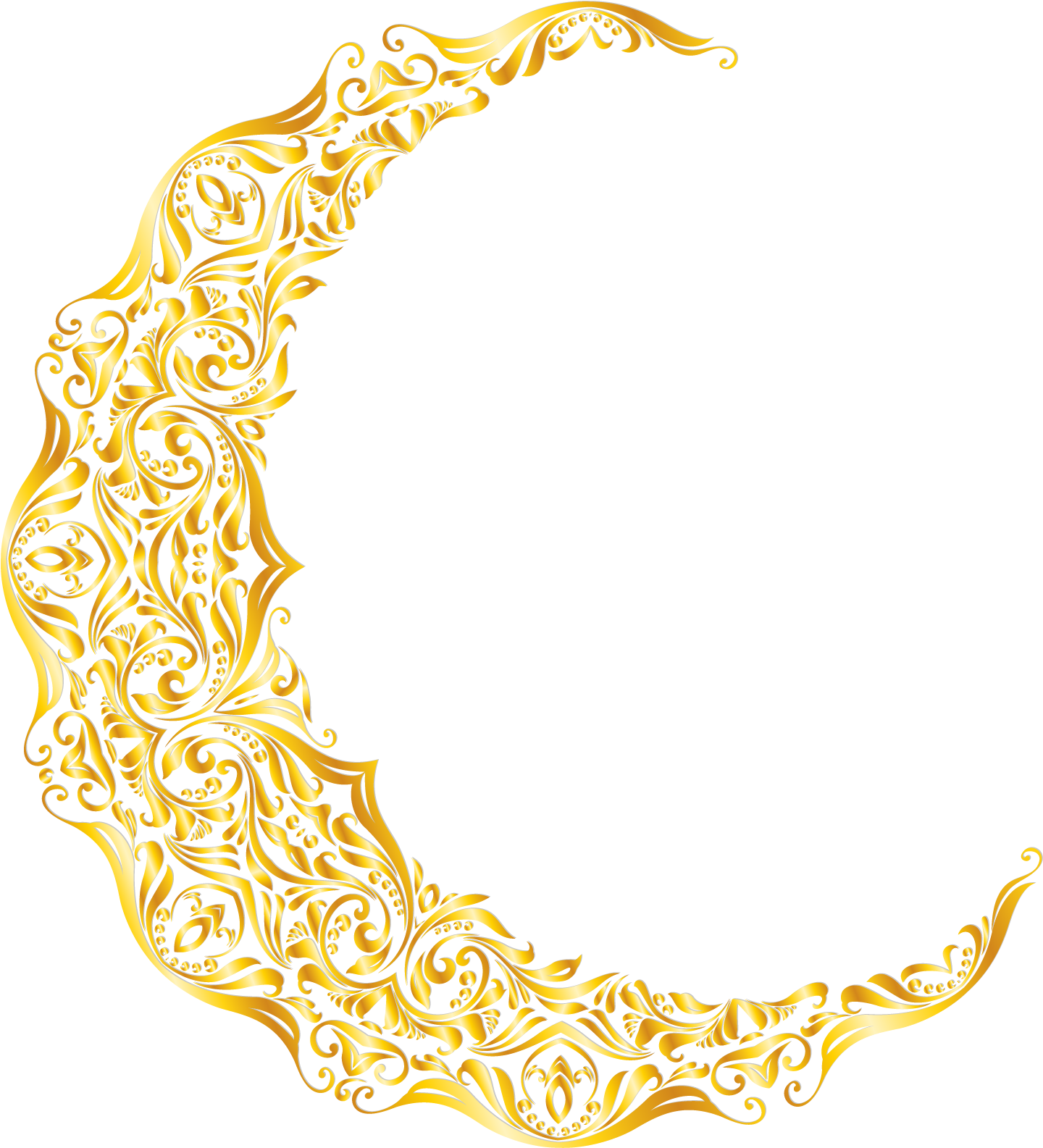 Golden Celtic Knotwork Crescent PNG