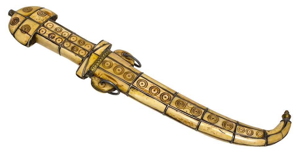 Golden Ceremonial Dagger Artifact PNG