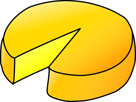 Golden Cheese Wheel Cut Slice PNG