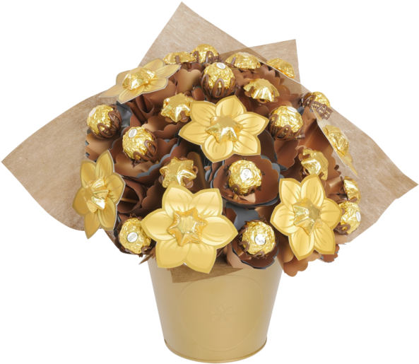 Golden Chocolate Flower Bouquet PNG