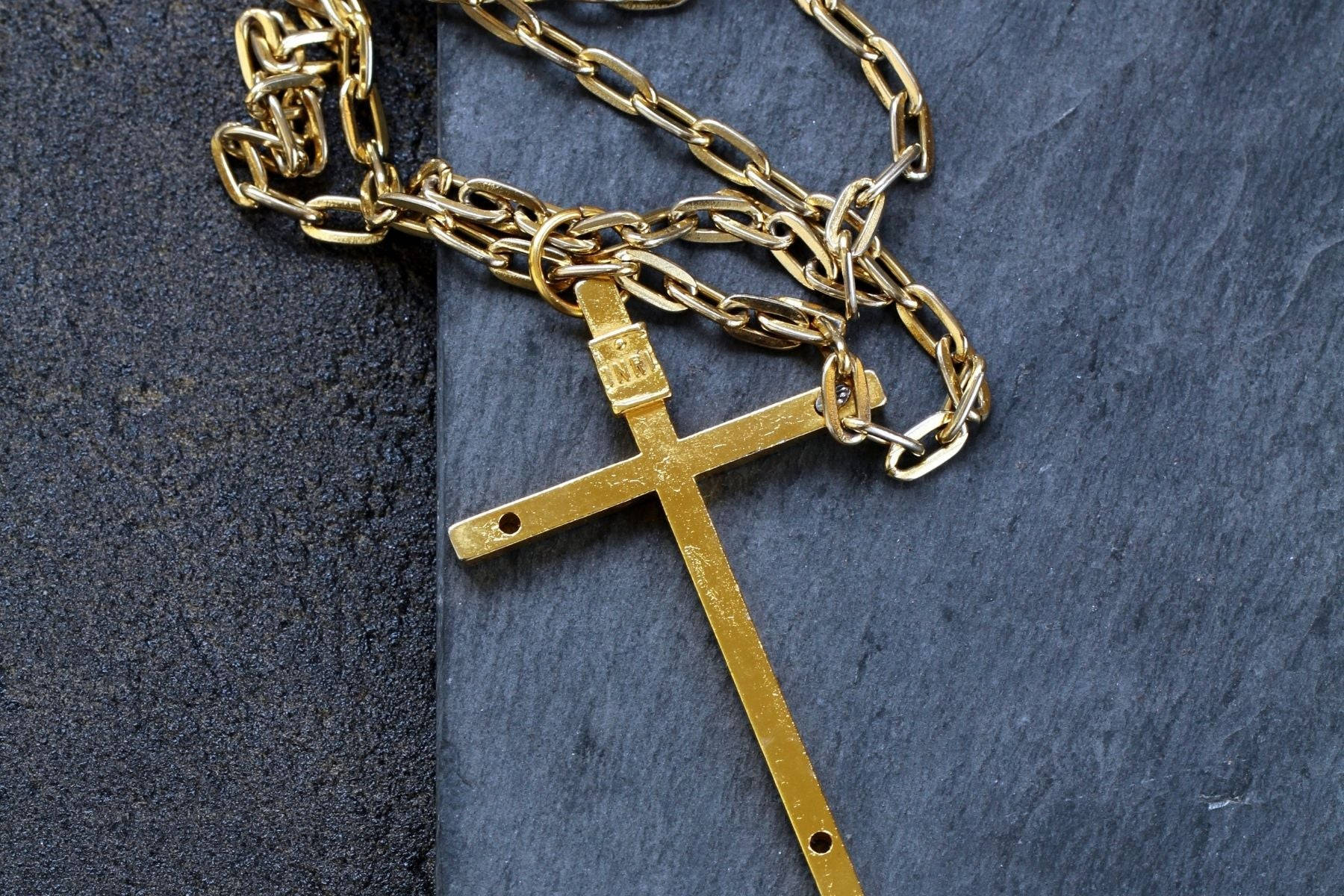 Golden Christian Cross Necklace Background