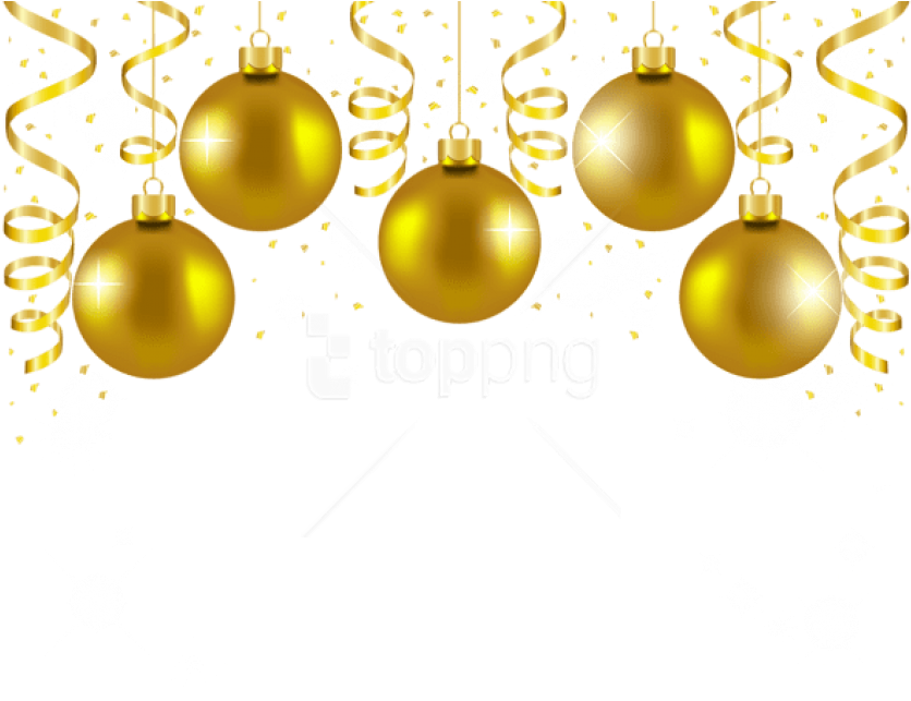 Golden Christmas Baublesand Confetti PNG