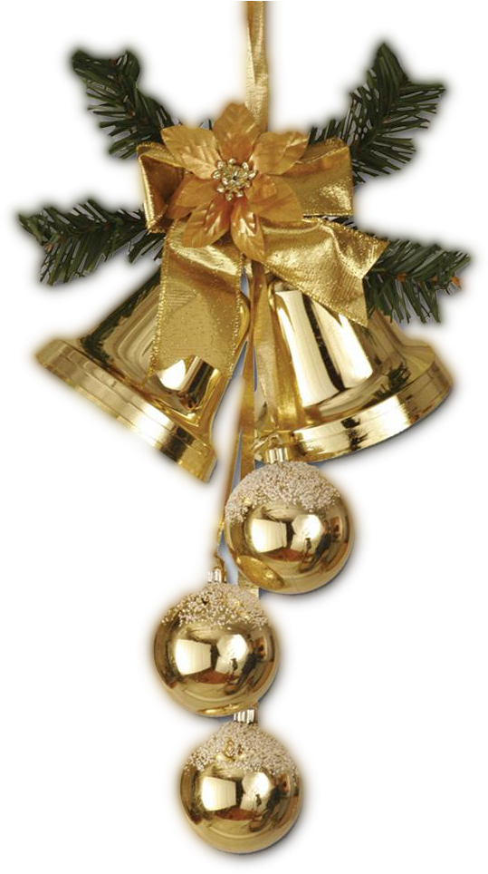 Golden Christmas Bells Ornament PNG