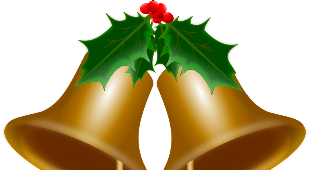 Golden Christmas Bellswith Holly PNG