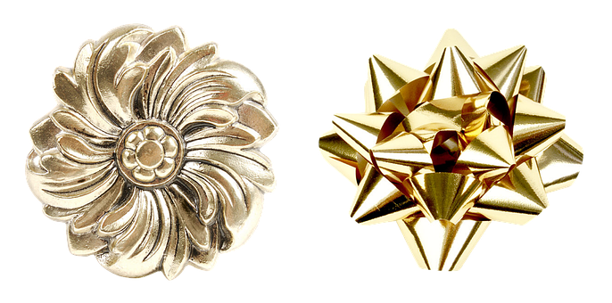 Golden Christmas Bows PNG