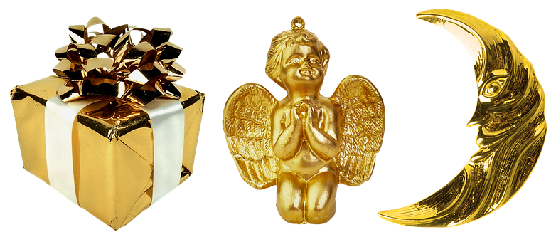 Golden Christmas Decorations PNG