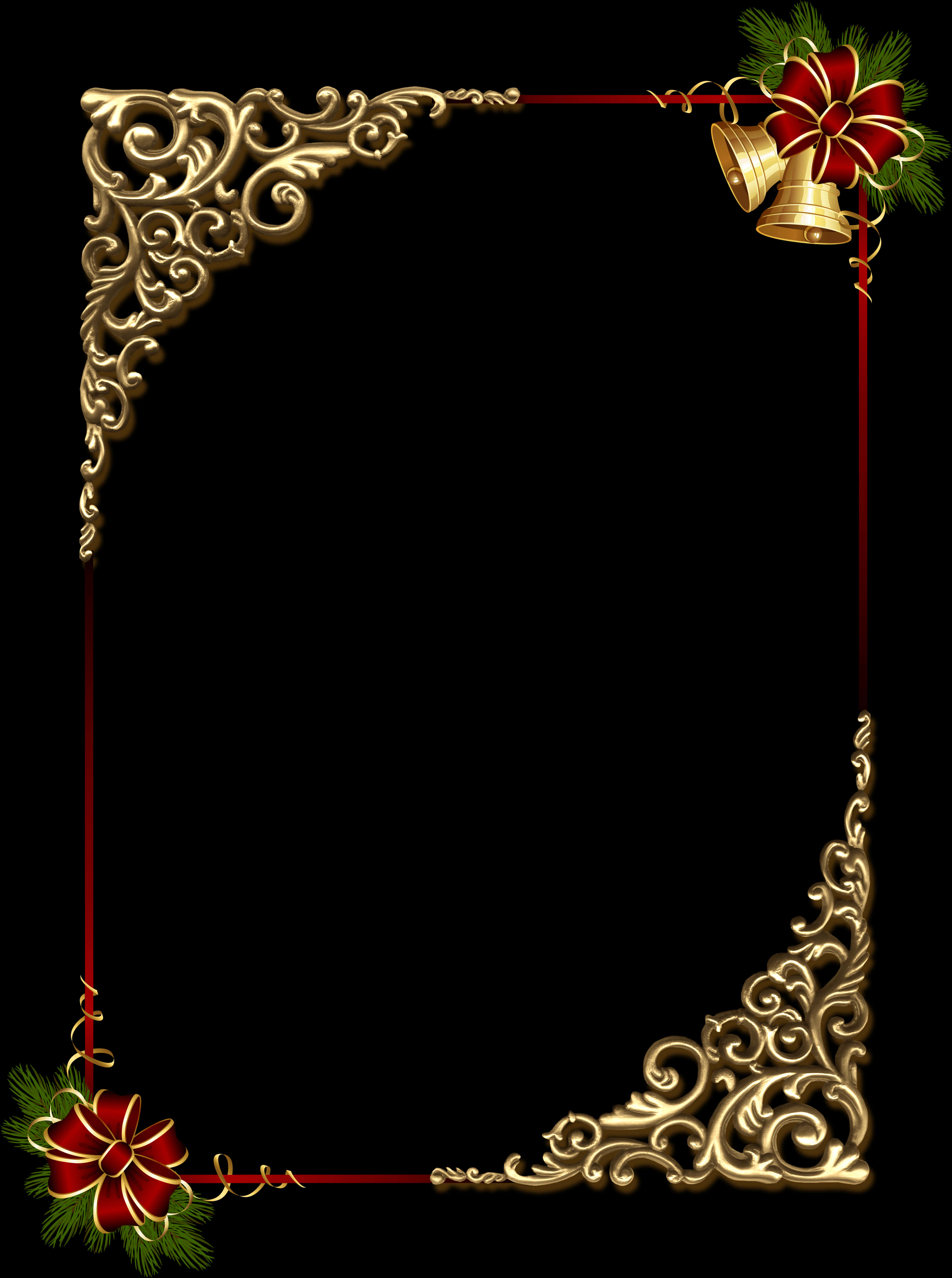 Golden Christmas Frame Design PNG