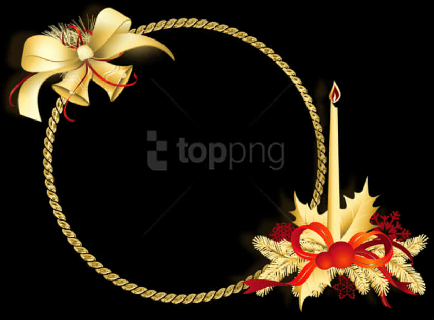 Golden Christmas Framewith Candle PNG