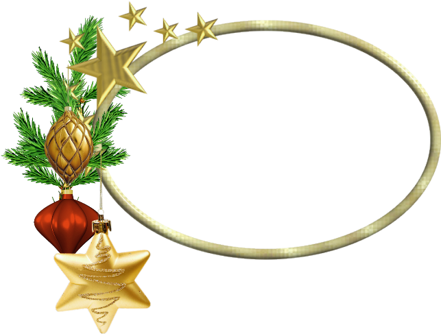 Golden Christmas Framewith Ornaments PNG