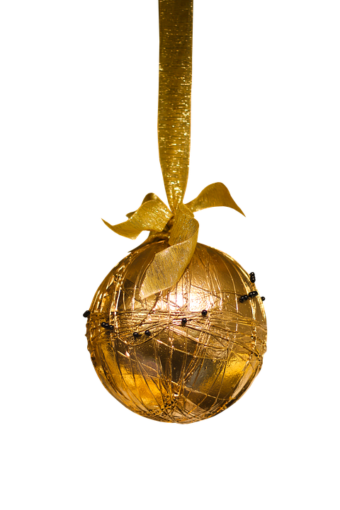 Golden Christmas Ornament Hanging PNG