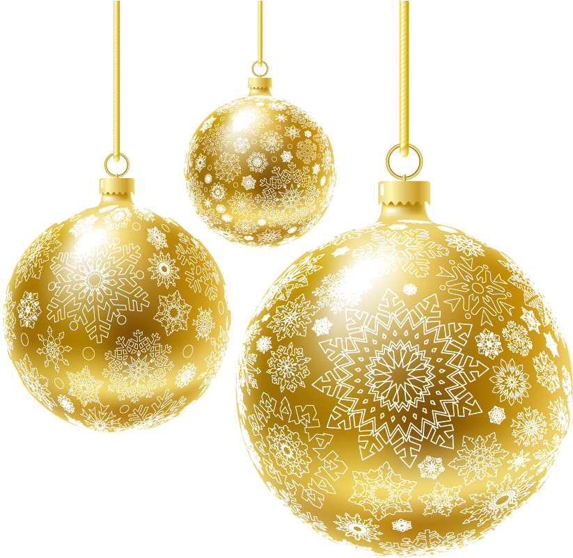 Golden Christmas Ornaments PNG