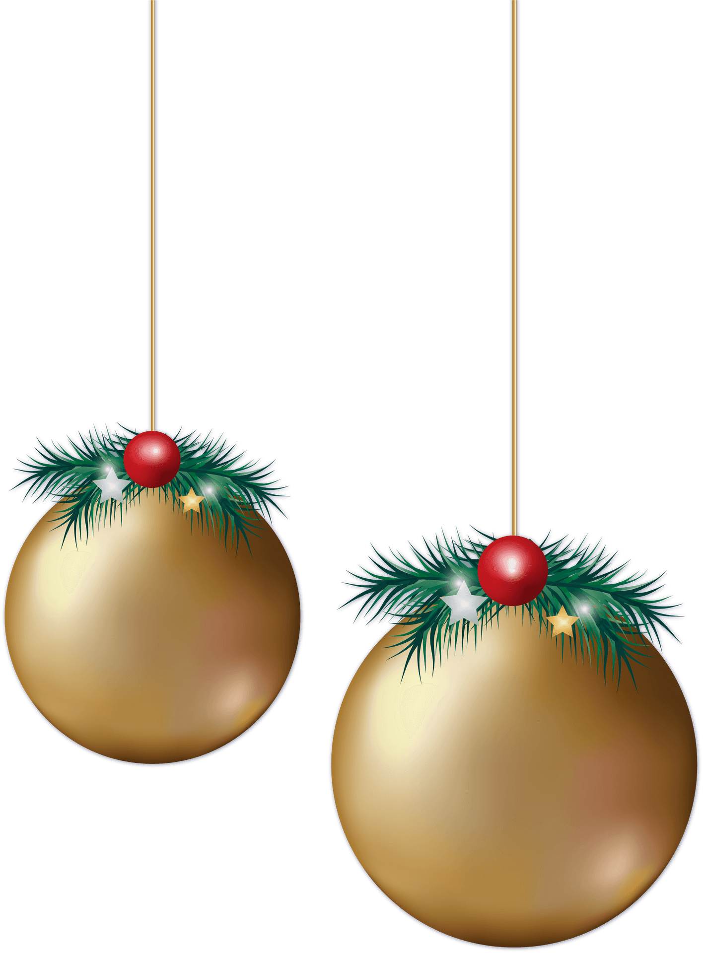 Golden Christmas Ornaments PNG