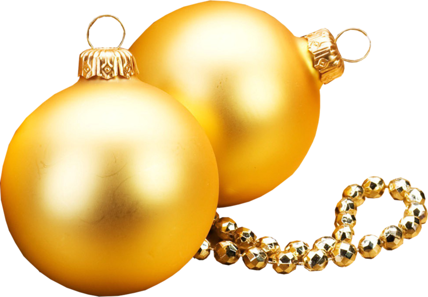Golden Christmas Ornamentsand Beads PNG
