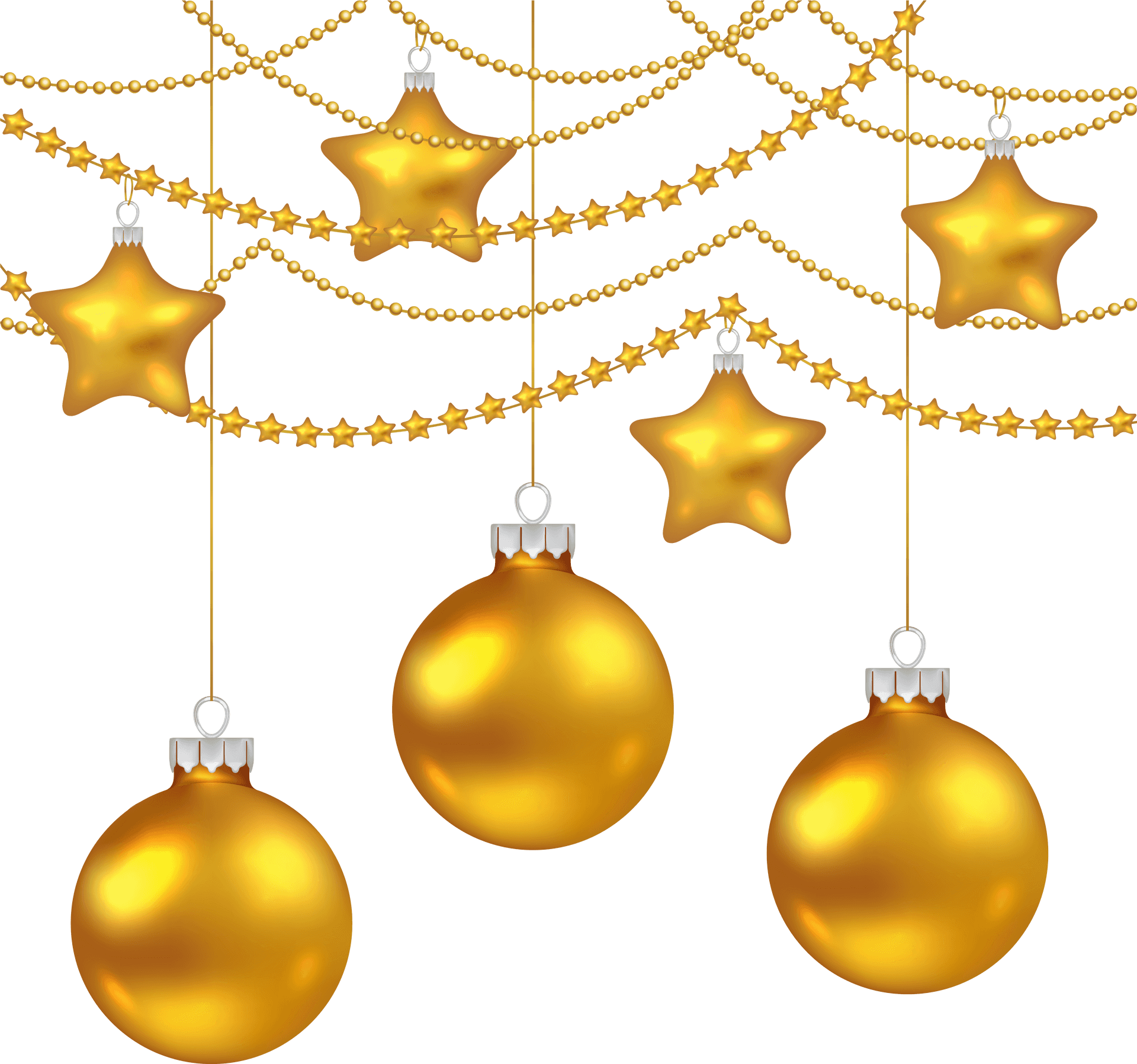 Golden Christmas Ornamentsand Lights PNG