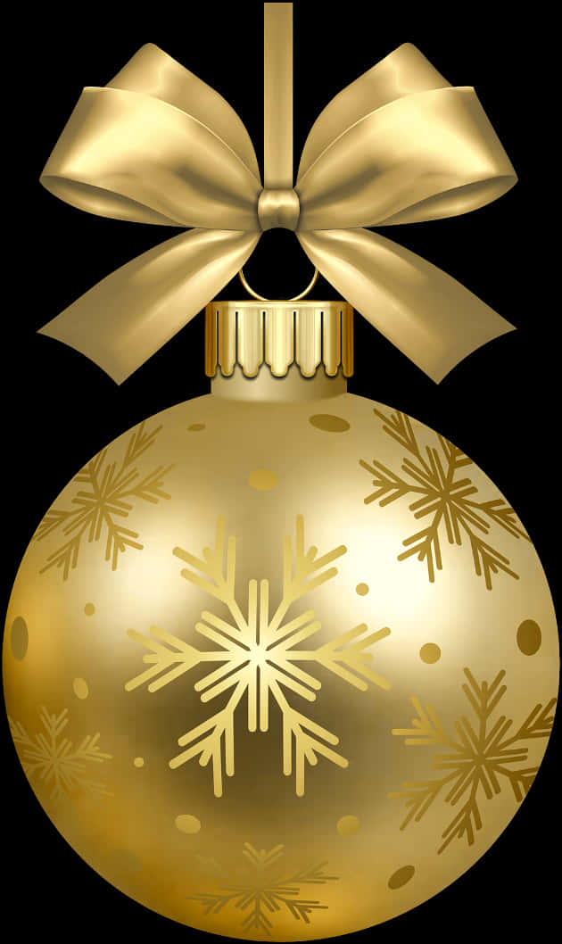 Golden Christmas Ornamentwith Bow PNG