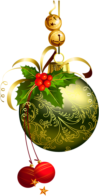 Golden Christmas Ornamentwith Holly Berries PNG