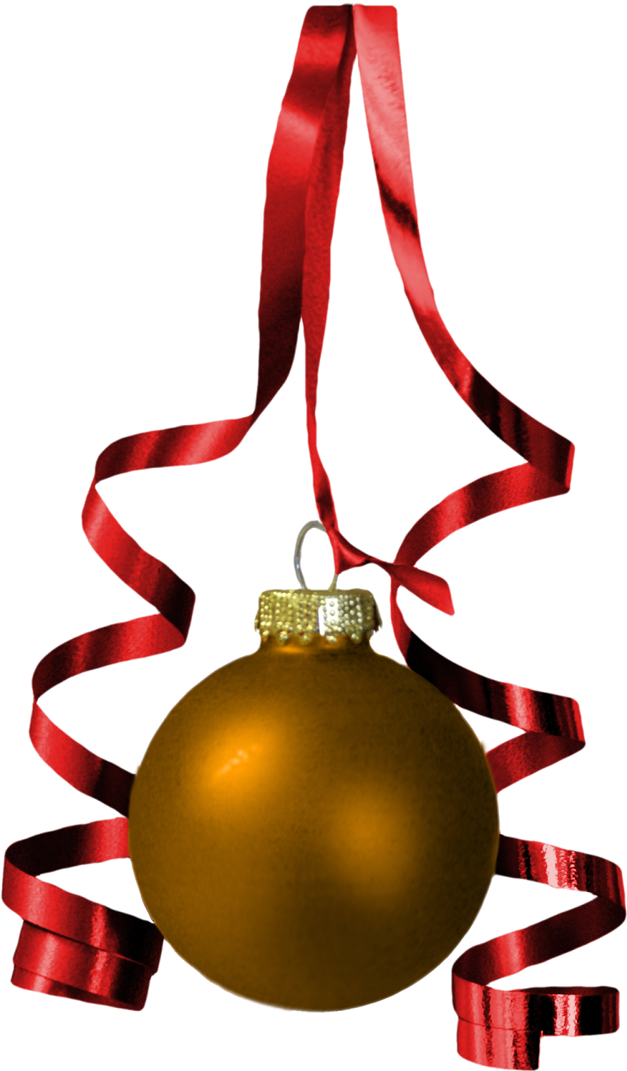 Golden Christmas Ornamentwith Red Ribbon PNG