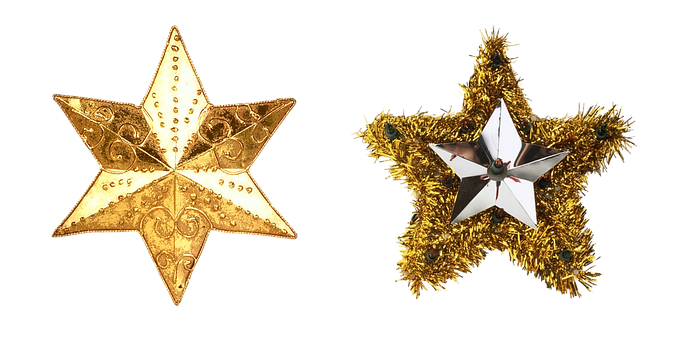 Golden Christmas Star Decorations PNG