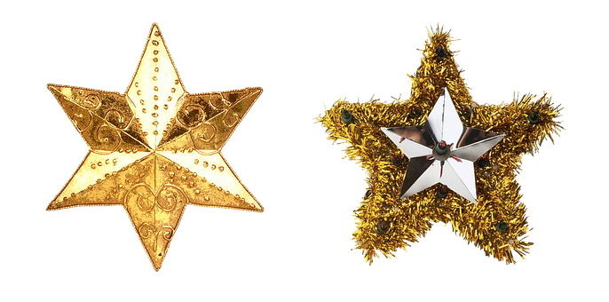 Golden Christmas Star Ornaments PNG