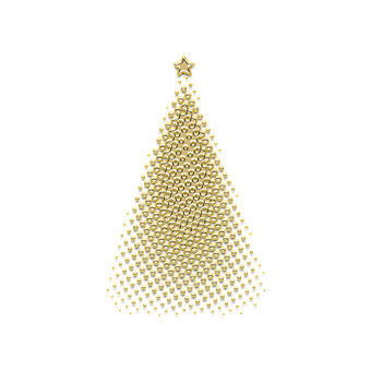 Golden Christmas Tree Abstract PNG