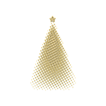 Golden Christmas Tree Design PNG