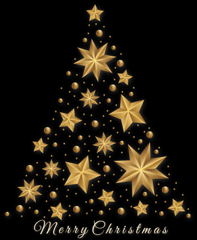 Golden Christmas Tree Design PNG