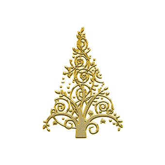 Golden Christmas Tree Design PNG