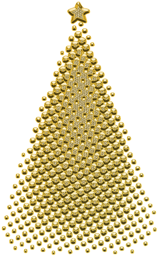 Golden Christmas Tree Ornament Design PNG