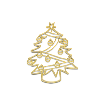 Golden Christmas Tree Outlineon Black PNG