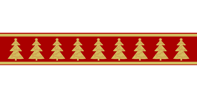 Golden Christmas Trees Pattern PNG