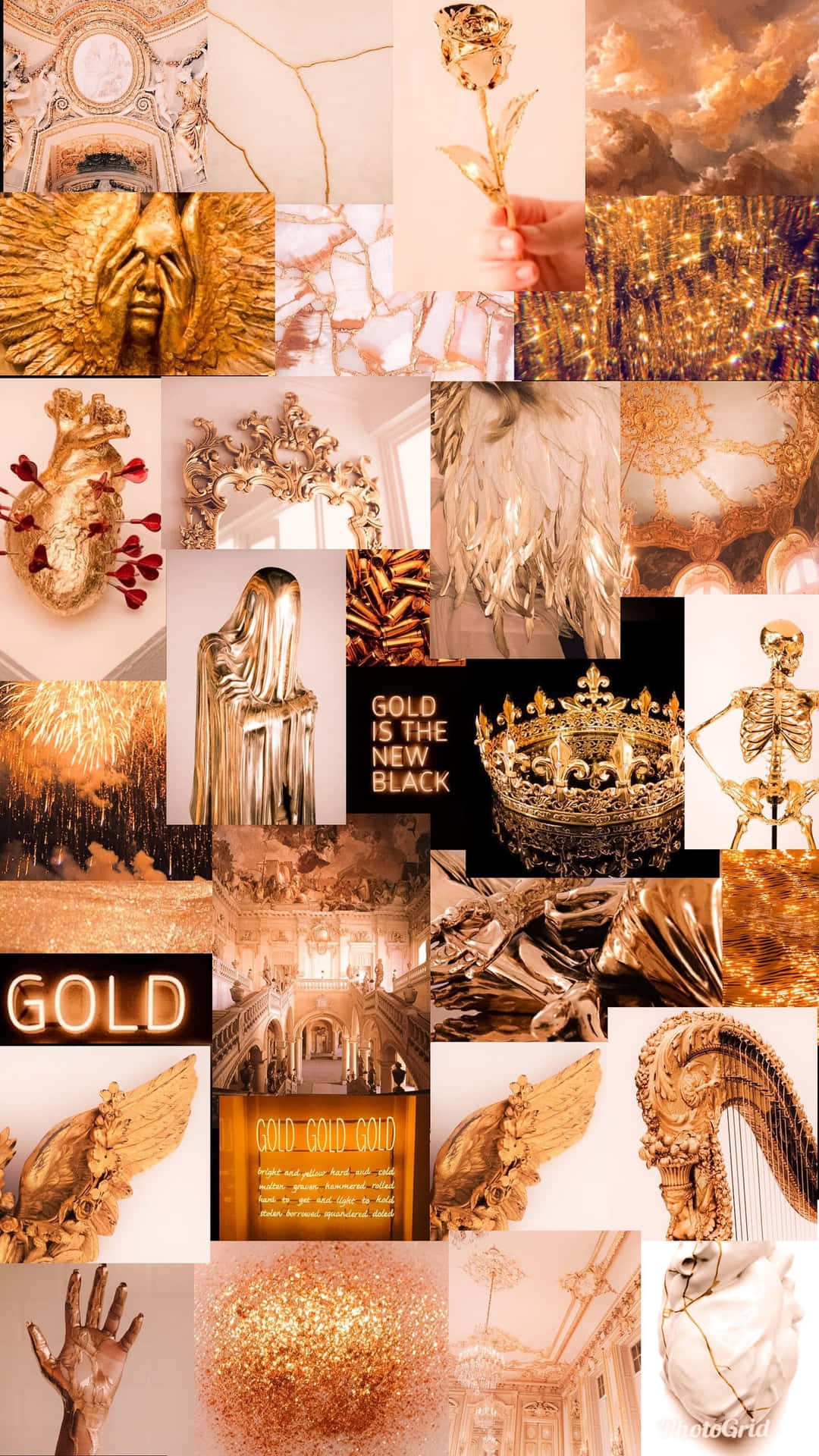 Golden Collage Aesthetic.jpg Wallpaper