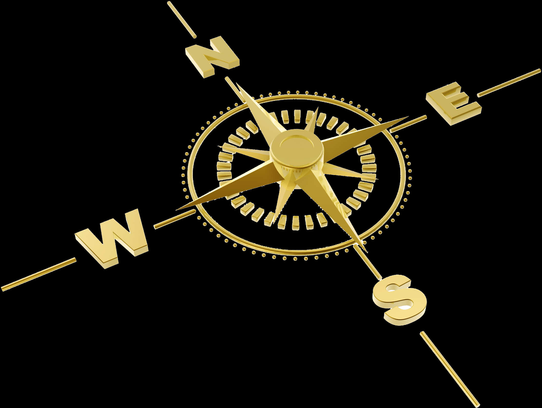 Golden Compass Black Background PNG