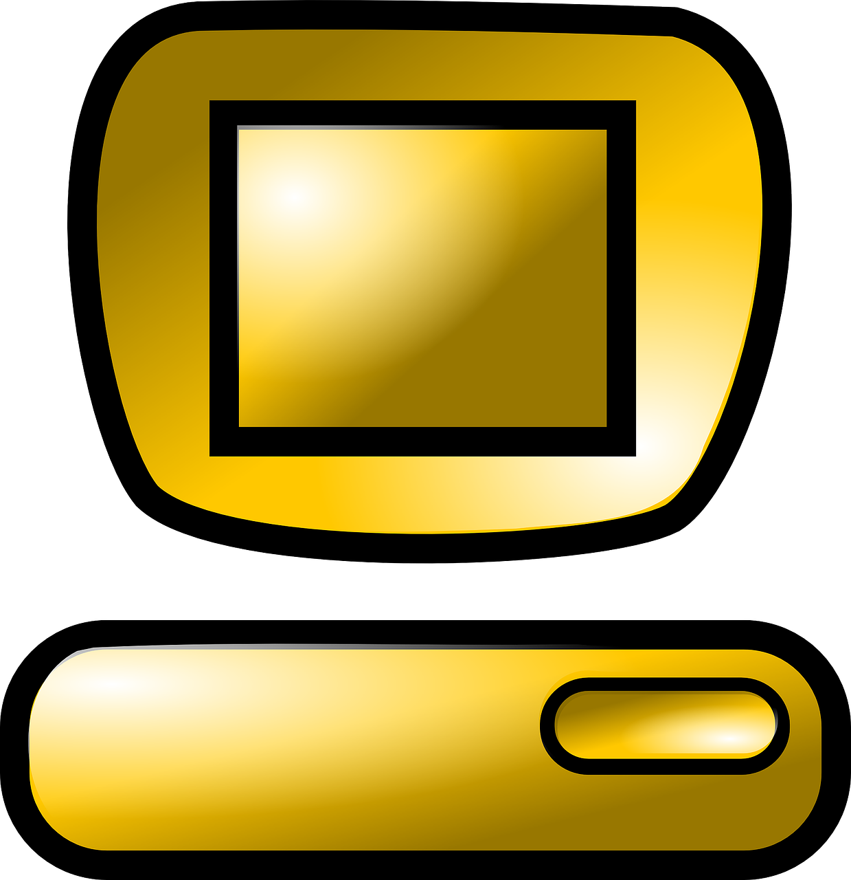 Golden Computer Monitor Icon PNG