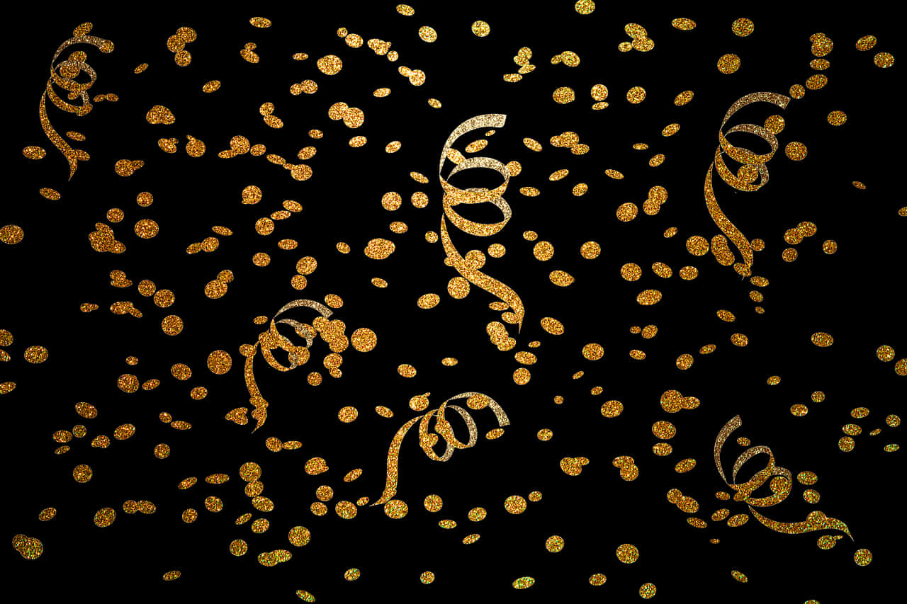 Golden Confetti Celebration Background PNG