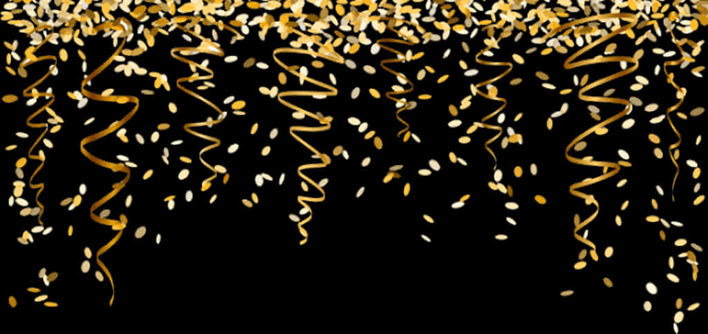 Golden Confetti Celebration Background PNG