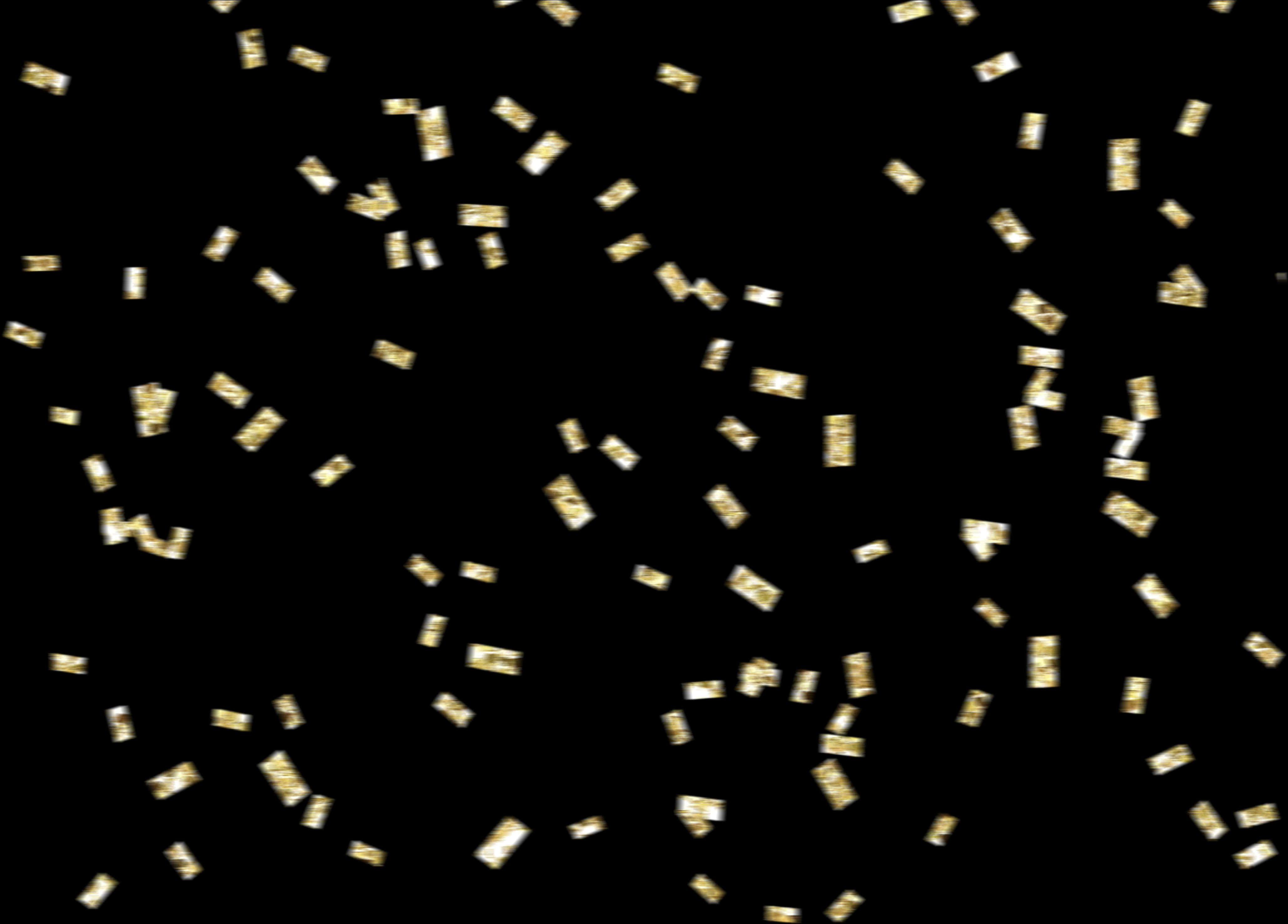 Golden Confetti Scatteron Black Background PNG