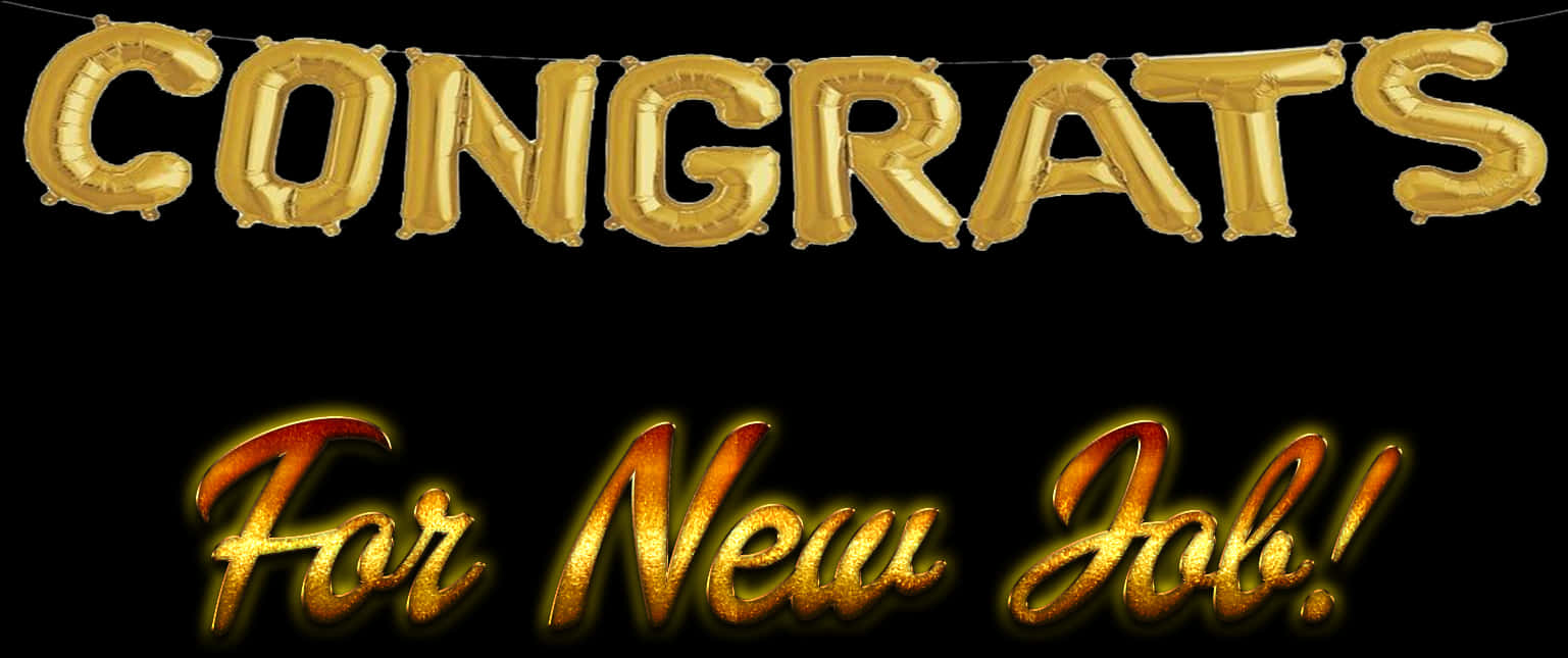 Golden Congrats New Job Celebration PNG