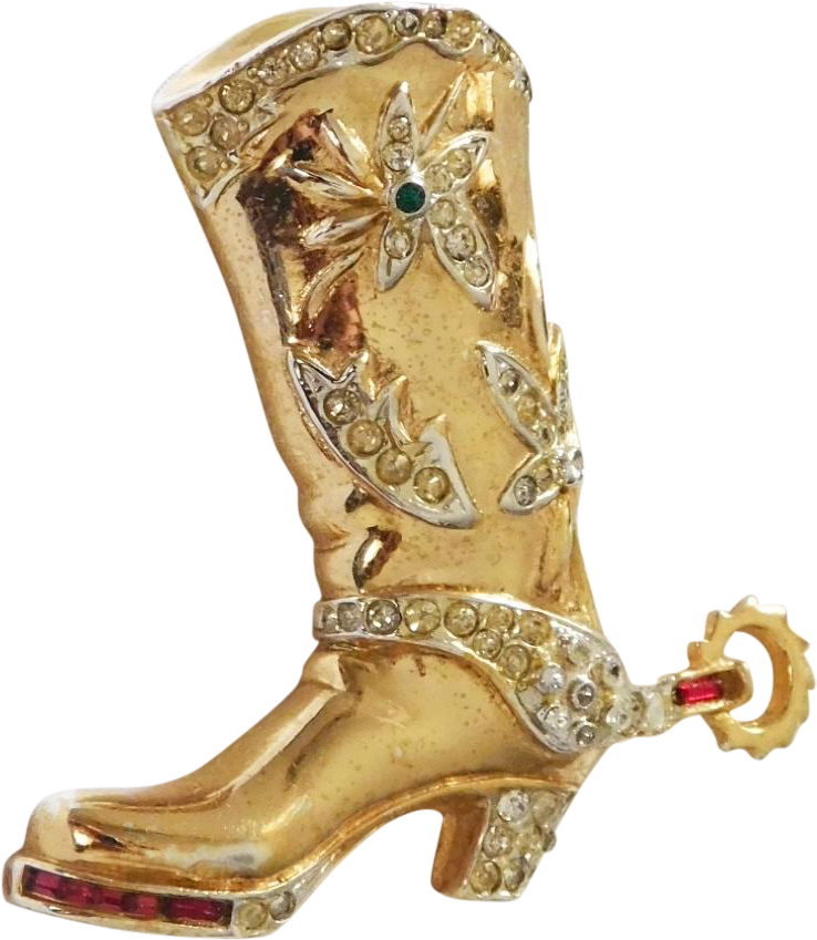 Golden Cowboy Boot Ornament PNG