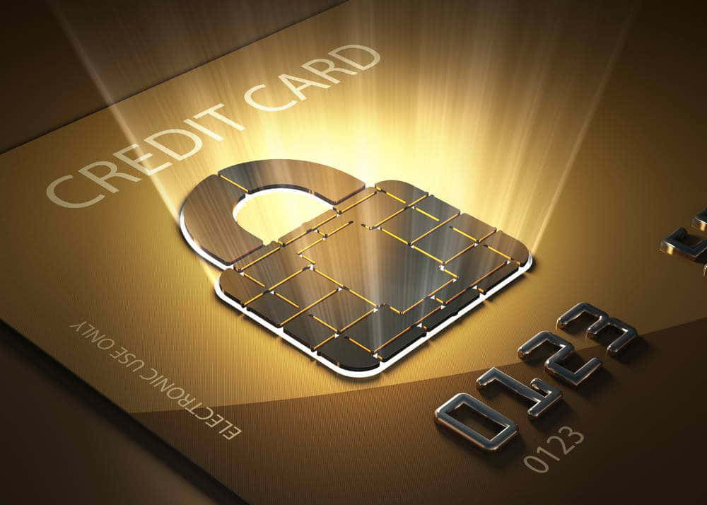 Golden Credit Card Security Concept Wallpaper