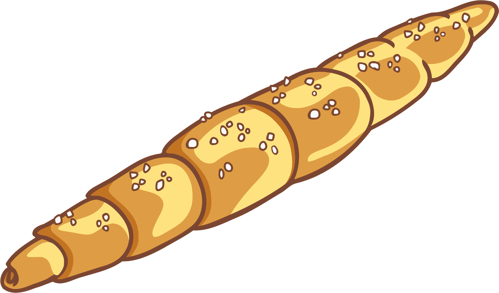 Golden Crispy Baguette Illustration PNG