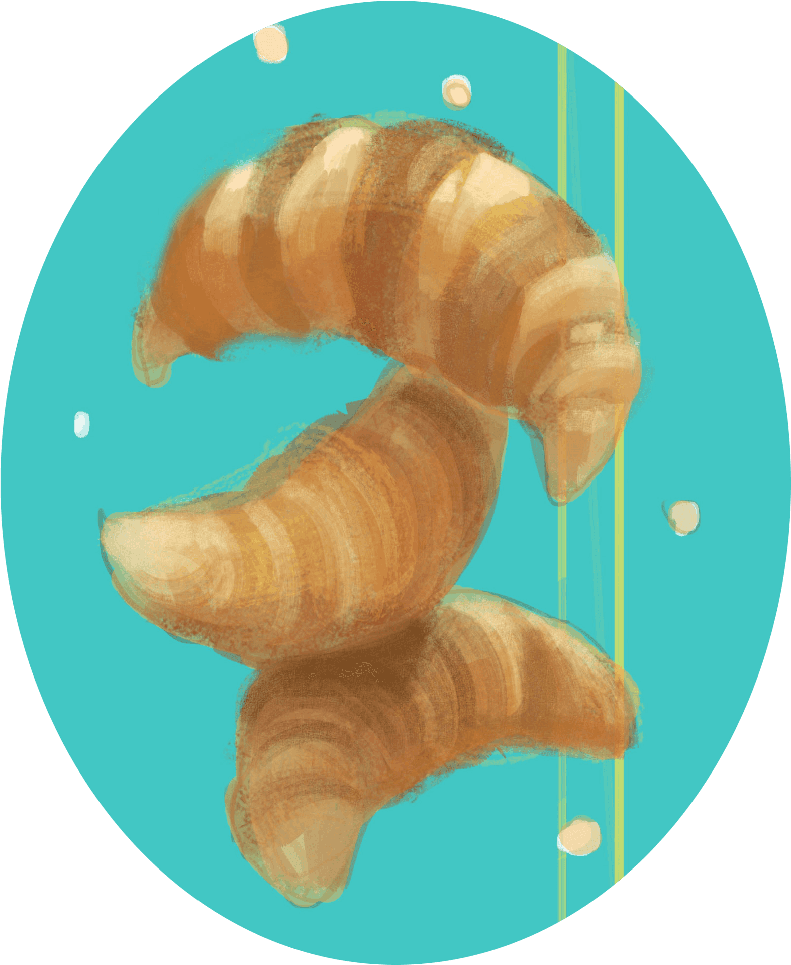 Golden Croissants Artistic Background PNG