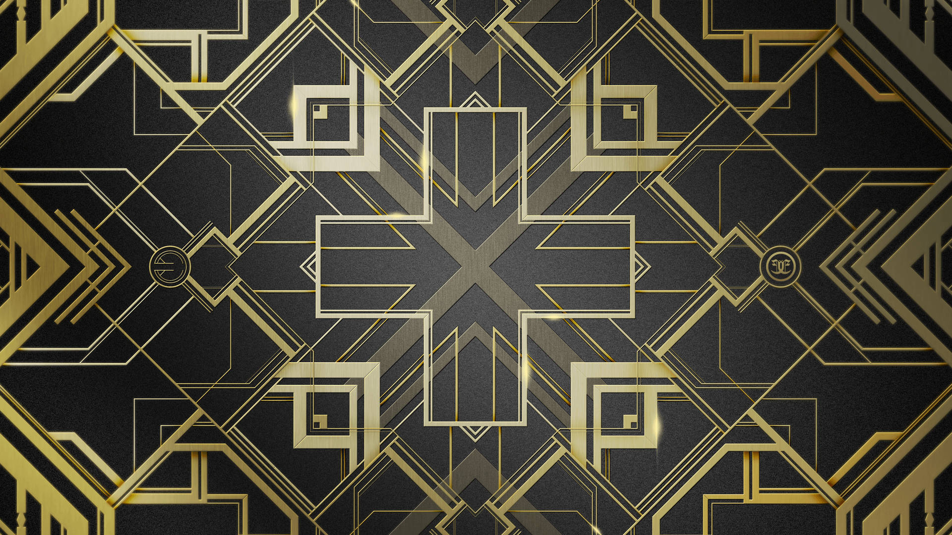 Golden Cross Art Deco Wallpaper