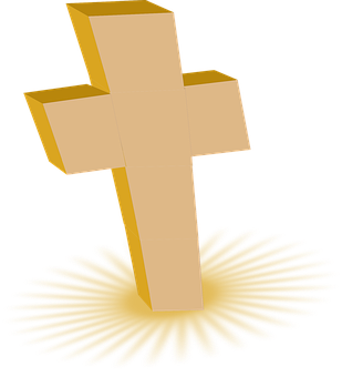 Golden Cross Glowing Halo PNG