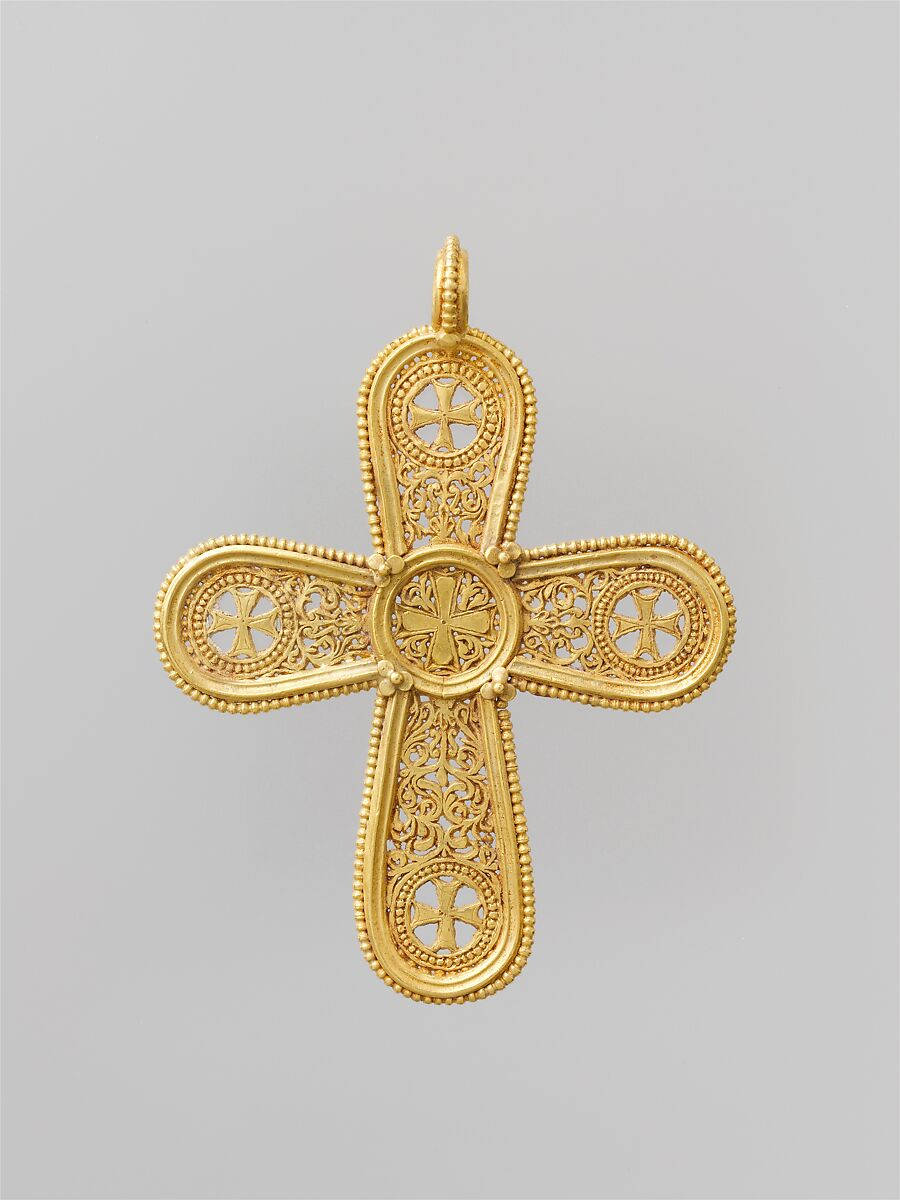 Golden Cross Pendant Symbolizing Christianity Background