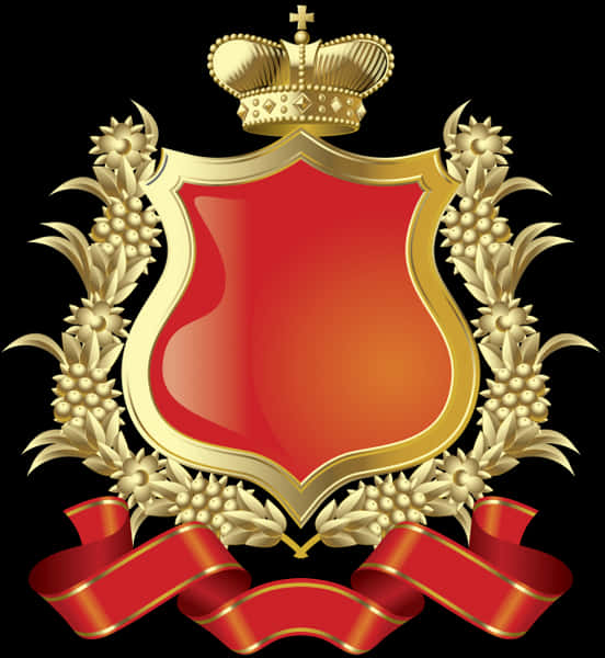 Golden Crownand Wheat Shield Emblem PNG