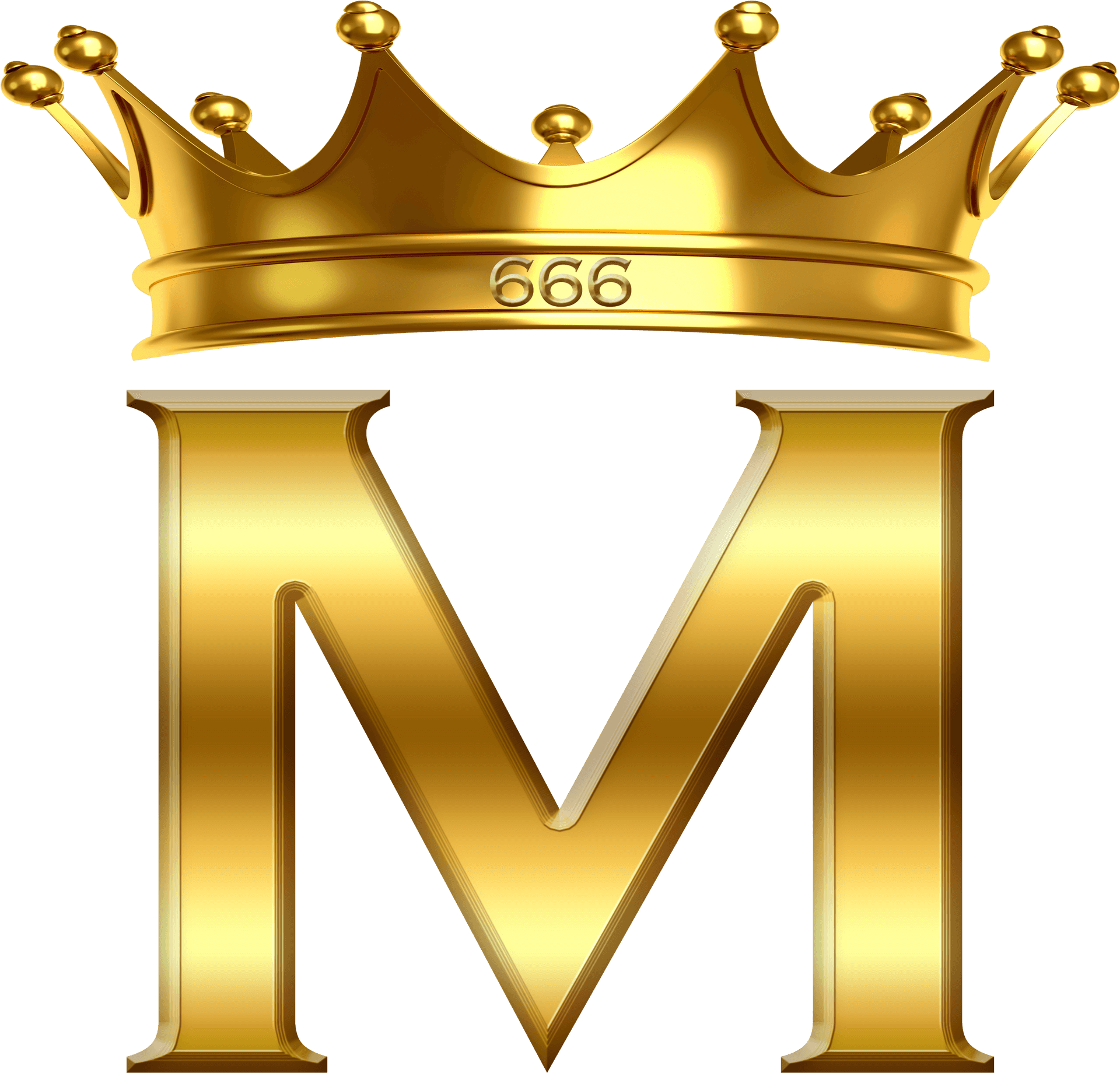 Golden Crowned Letter M666 PNG