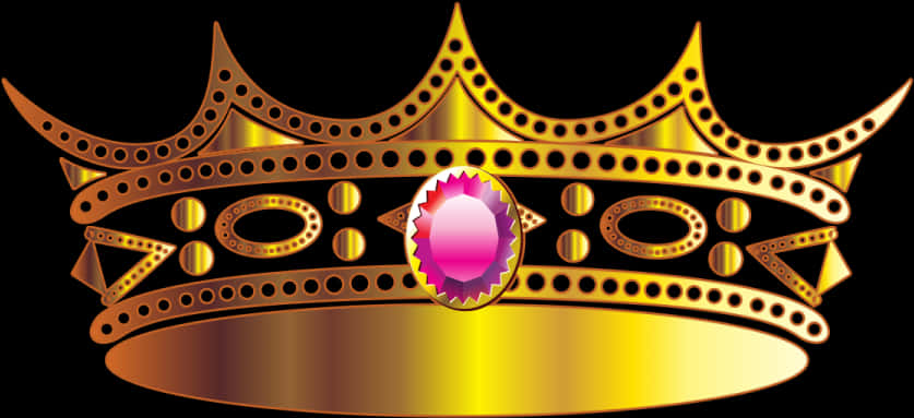 Golden Crownwith Precious Gem PNG