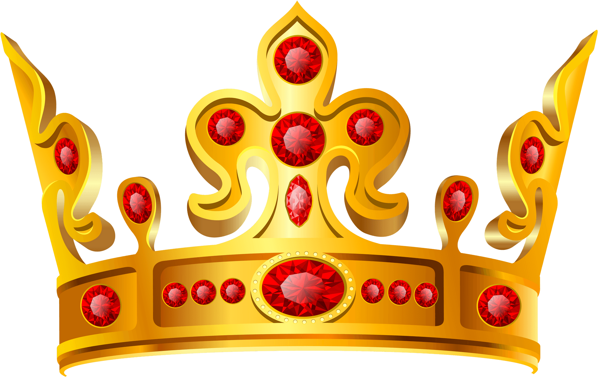 Golden Crownwith Red Gems Transparent Background PNG